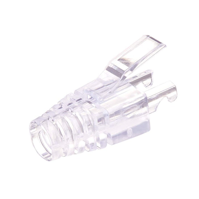 OLIREXD (عبوة من 20 قطعة) مقابس RJ45 Cat6 8P8C لتوصيل كابل إيثرنت، موصلات تجعيد شفافة مع غطاء شفاف وواقيات تخفيف الضغط Cat6 - Image 2