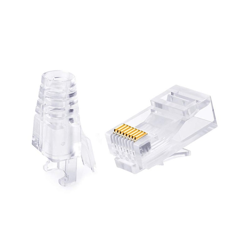 OLIREXD (عبوة من 20 قطعة) مقابس RJ45 Cat6 8P8C لتوصيل كابل إيثرنت، موصلات تجعيد شفافة مع غطاء شفاف وواقيات تخفيف الضغط Cat6 - Image 4