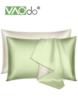 2PCS AB Side Pillowcase Washed Silk Breathable and Comfortable Satin Pillowcase Envelope Pillowcase for All Seasons Light Green 48*74CM - pzsku/Z4704E3F1FA1E57DDDE26Z/45/_/1693560757/b2482258-e06b-419e-a67d-493f00d95db3
