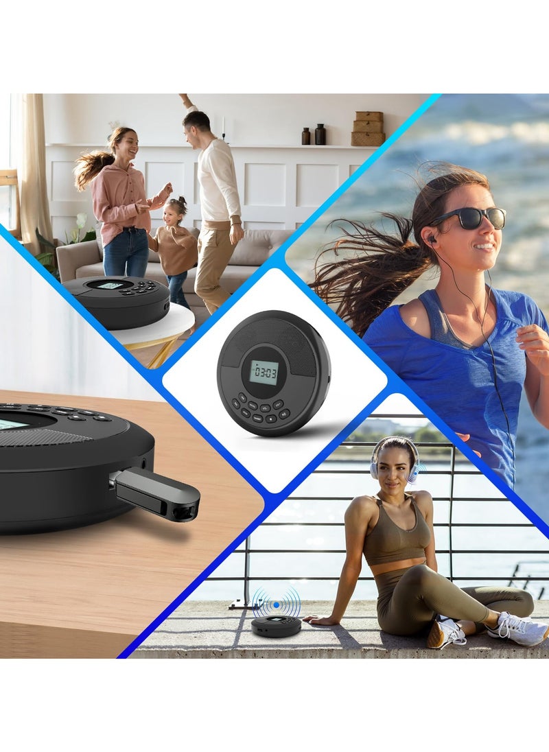 Jubilin - Portable CD Player Bluetooth:Rechargeable Walkman CD Player with Speakers and Headphones,Small CD Player for Car Plug in with Anti-Skip Protection,CD/USB/BT playable,Bluetooth transmitting - Image 1