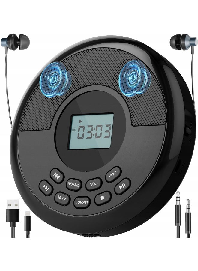 Jubilin - Portable CD Player Bluetooth:Rechargeable Walkman CD Player with Speakers and Headphones,Small CD Player for Car Plug in with Anti-Skip Protection,CD/USB/BT playable,Bluetooth transmitting - Image 1