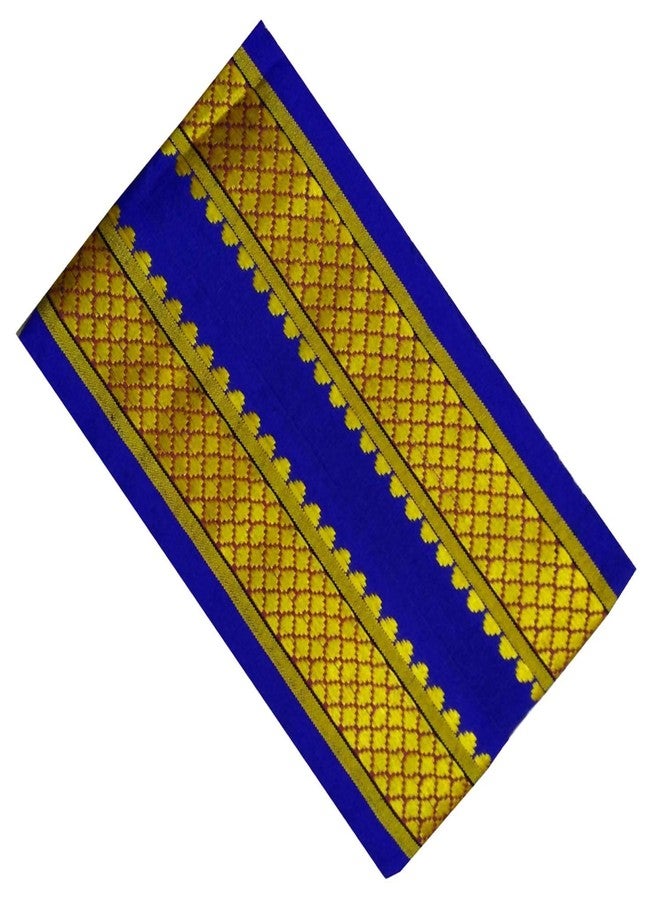 Stylesindia Cotton Angavastram (Towel) 1.8 Meters Length With Resham Designer Border Stoles (Blue) - Image 1