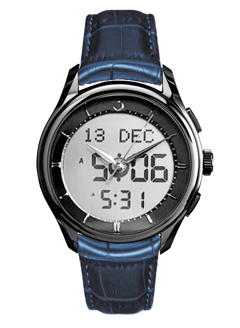 Al Fajr Analogue+digital dual-display Black circular dial wristwatch, Minimalist and fashionable style watch WW-22BWL-LS - Image 1