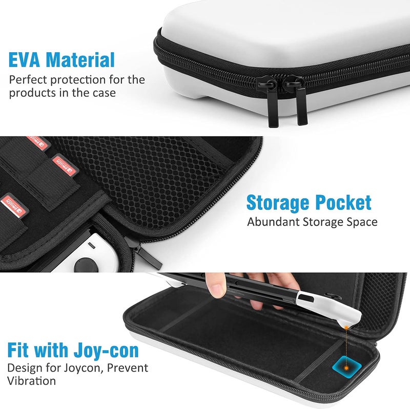 HEYSTOP Nintendo Switch OLED Case Protective Hard Portable Travel Carry Case with Screen Protector Thumb Grips Caps for Nintendo Switch OLED Model Console and Accessories - Image 3