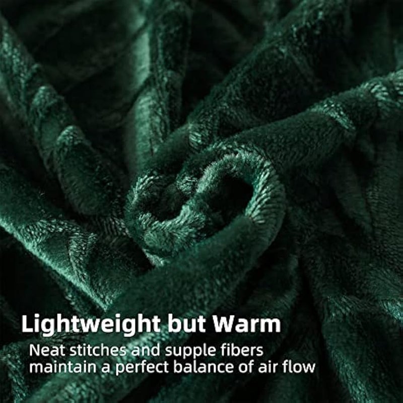 Loquat Flannel Fleece King Size Blanket for Bed, Soft Fluffy Velvet Bedspread Coverlet with Decorative Vintage Pattern for All Season, Warm and Lightweight, 90x104 Inch, Deep Green - Image 5
