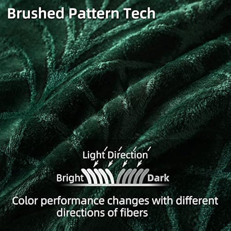 Loquat Flannel Fleece King Size Blanket for Bed, Soft Fluffy Velvet Bedspread Coverlet with Decorative Vintage Pattern for All Season, Warm and Lightweight, 90x104 Inch, Deep Green - Image 4