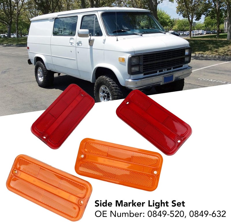 Pilipane Side Marker Light Set, Side Marker Lamp Set, Front Rear Side Marker Light Set Enhances Safety for G Series Van Long-Lasting, Easy Install, OE Design (red) - Image 5