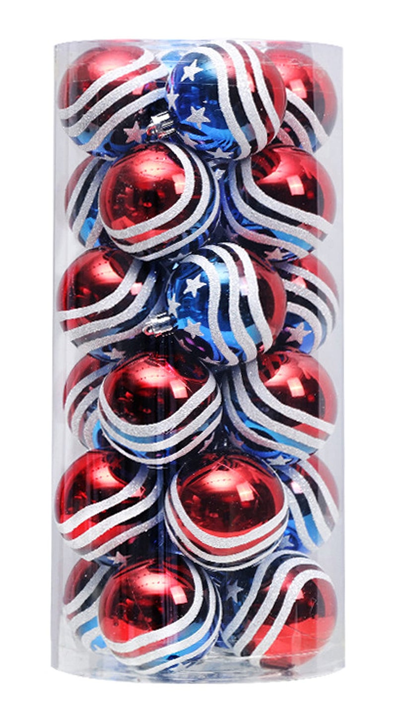 24PCS Independence Day Hanging Ball4th of July Ornament Red White Blue Patriotic Hanging Ball for Memorial Day USA Themed Party Supplies