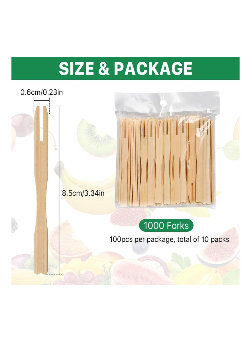 SOLARAE Natural Bamboo Mini Forks - 1000 PCS Disposable Blunt End Appetizer Forks for Charcuterie Boards, Kids Safe Tiny Toothpicks for Party Fruits and Appetizers. - Image 2
