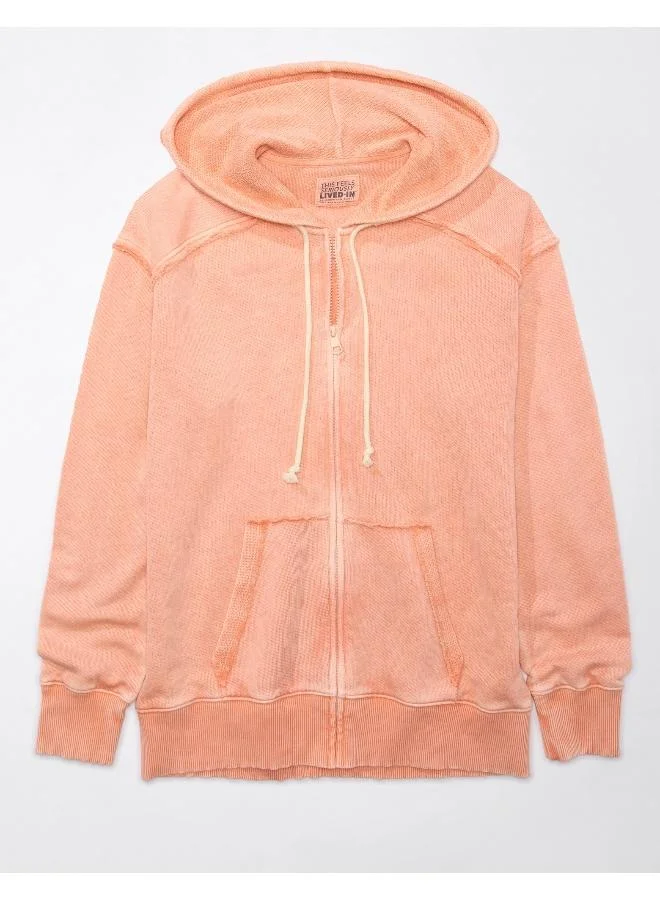 امريكان ايجل AE Oversized Washed Zip-Up Hoodie