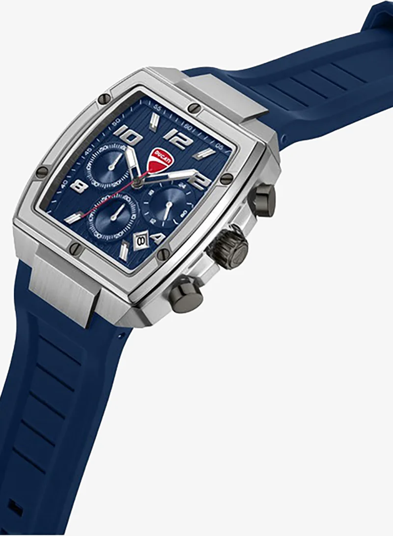 دوكاتي Pioneer Blue Dial, Silicone Strap, Chronograph Watch for Men, 41mm