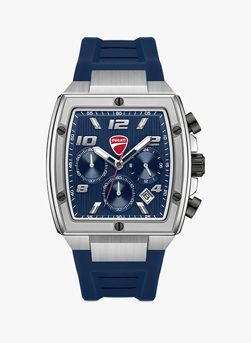 دوكاتي Pioneer Blue Dial, Silicone Strap, Chronograph Watch for Men, 41mm