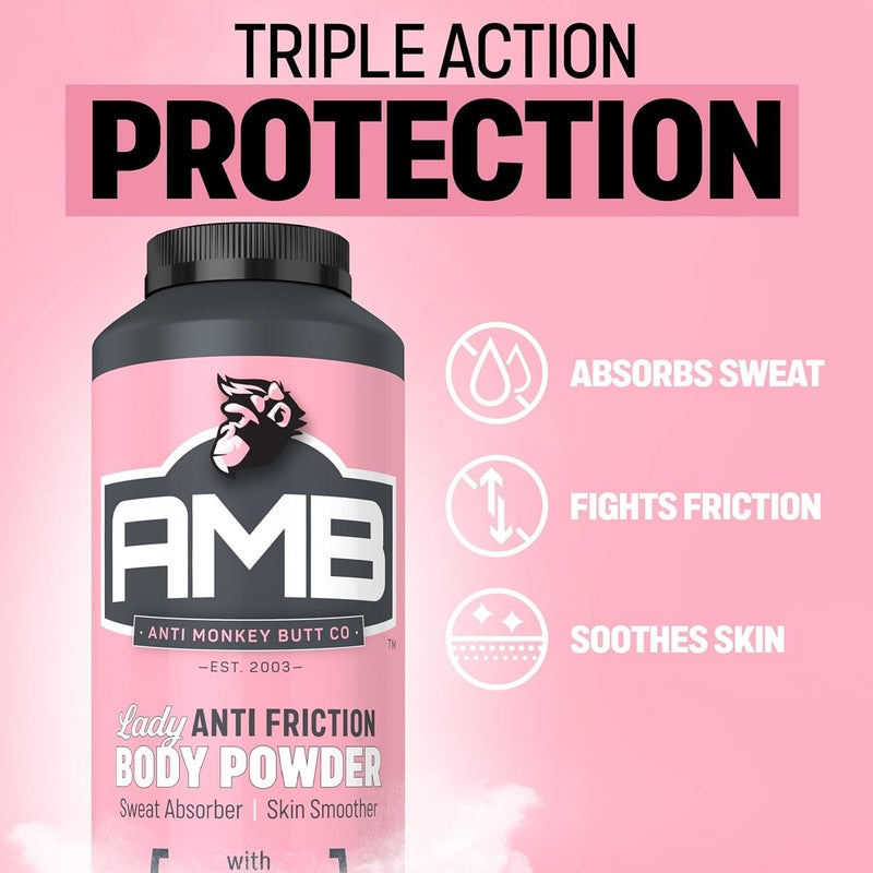Anti Monkey Butt Body Powder for Women, Talc Free Anti Chafing and Sweat Absorbing Powder with Clamine, Hypoallergenic Formula, 8 oz (2 Pack) - Image 2