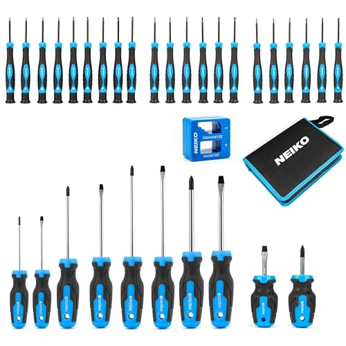 NEIKO 01379A Master Screwdriver Set 32 Piece Magnetic Precision Screwdrivers Phillips Flathead Slotted and Torx Drivers Includes Magnetizer and Demagnetizer Small Magnetic Screwdrivers - Image 1
