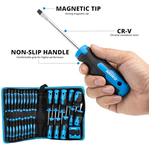 NEIKO 01379A Master Screwdriver Set 32 Piece Magnetic Precision Screwdrivers Phillips Flathead Slotted and Torx Drivers Includes Magnetizer and Demagnetizer Small Magnetic Screwdrivers - Image 3