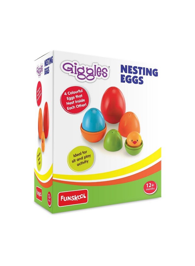 Giggles Funskool Plastic Eggs Nesting Toy With A Chick,Helps To Match,Nest And Discover,12 Months&Above,Infant And Preschool Toys,Multi Color Pack of 4 Pcs - Image 1