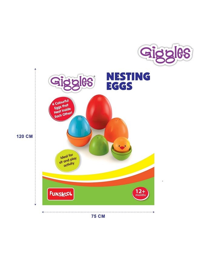 Giggles Funskool Plastic Eggs Nesting Toy With A Chick,Helps To Match,Nest And Discover,12 Months&Above,Infant And Preschool Toys,Multi Color Pack of 4 Pcs - Image 2