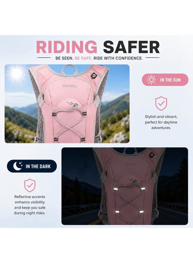 Zavothy Lightweight Hydration Backpack with 2L Water Bladder Water Backpack Hydration Pack for Cycling Running Biking Hiking Backpack Pink - Image 5