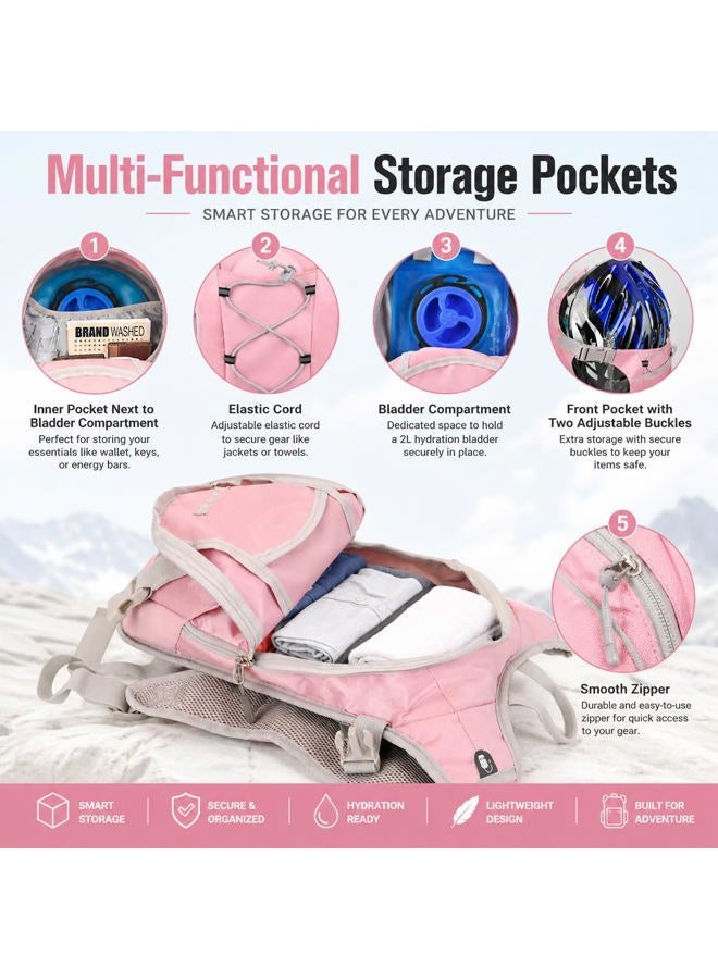 Zavothy Lightweight Hydration Backpack with 2L Water Bladder Water Backpack Hydration Pack for Cycling Running Biking Hiking Backpack Pink - Image 4