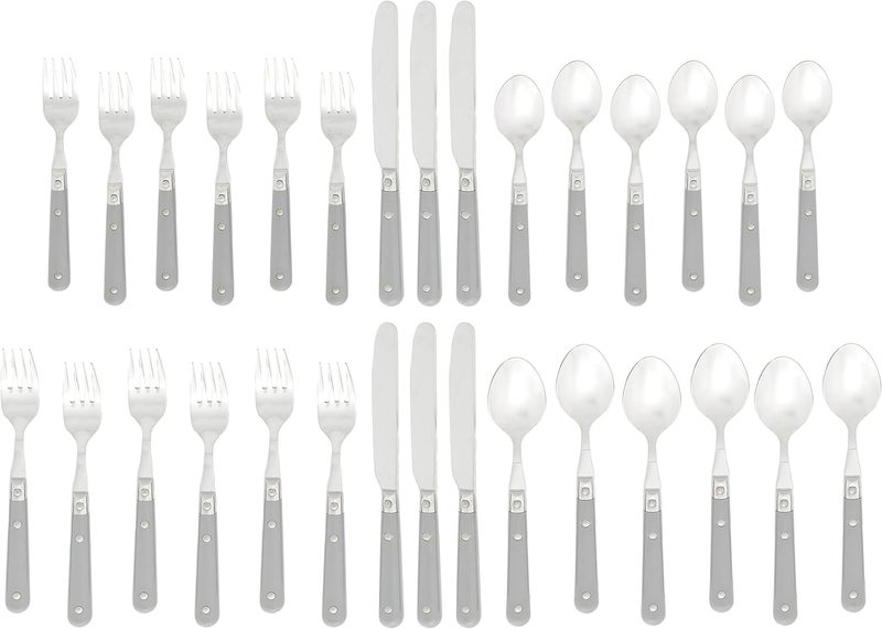 Ginkgo International Le Prix Stainless Steel Dishwashersafe 30piece flatware set Service for 6 Grey 22719 - Image 2
