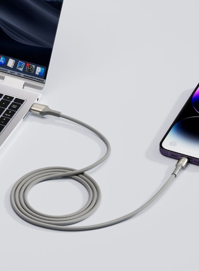 TELUX FLEXIX USB-A to Lightning Braided Cable 1m, 2.4A Fast Charging, Wear-Resistant Nylon Braid, 10000+ Bend Lifespan, 480Mbps Data Transfer, Titanium - Image 5