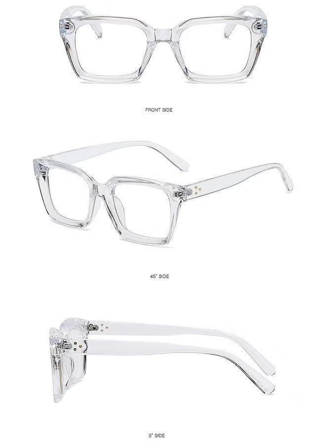 Classic Non-Prescription Clear Lens Eyeglasses For Women Men, 2PCS Fashion Vintage Square Thick Frame Fake Eyeglasses, Anti-Blue Light Full Frame Retro Fashion Simple Frame Glasses For Travel Holiday - Image 3