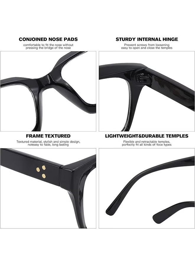 Classic Non-Prescription Clear Lens Eyeglasses For Women Men, 2PCS Fashion Vintage Square Thick Frame Fake Eyeglasses, Anti-Blue Light Full Frame Retro Fashion Simple Frame Glasses For Travel Holiday - Image 4