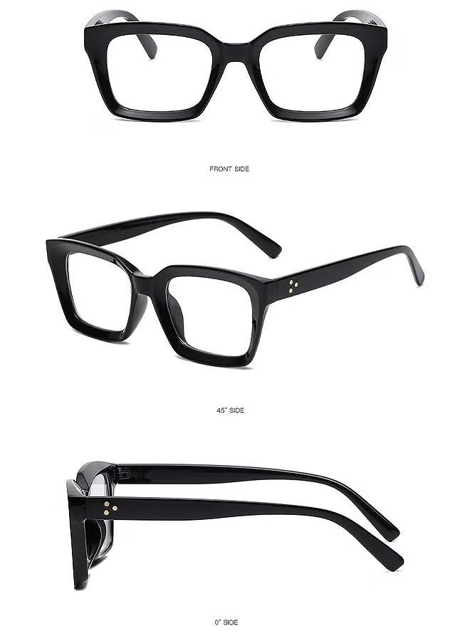 Classic Non-Prescription Clear Lens Eyeglasses For Women Men, 2PCS Fashion Vintage Square Thick Frame Fake Eyeglasses, Anti-Blue Light Full Frame Retro Fashion Simple Frame Glasses For Travel Holiday - Image 2