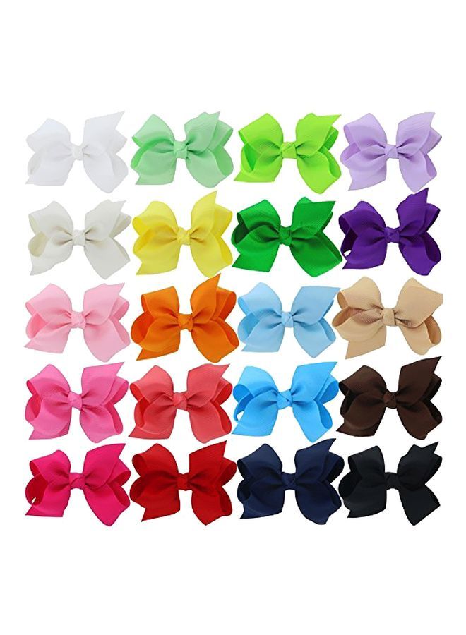 نيبمينينت 20 قطعة من ربطات شعر بوتيك شكل فيونكة الحرير المضلع متعدد الألوان 3بوصة - Image 1