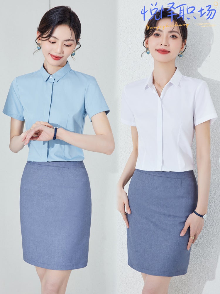 Flight Attendants Interview Uniform Shirt Women'S Dress Stewardess Professional Suit White Shirt Work Clothes Art Examination Clothing Skirt - Image 2