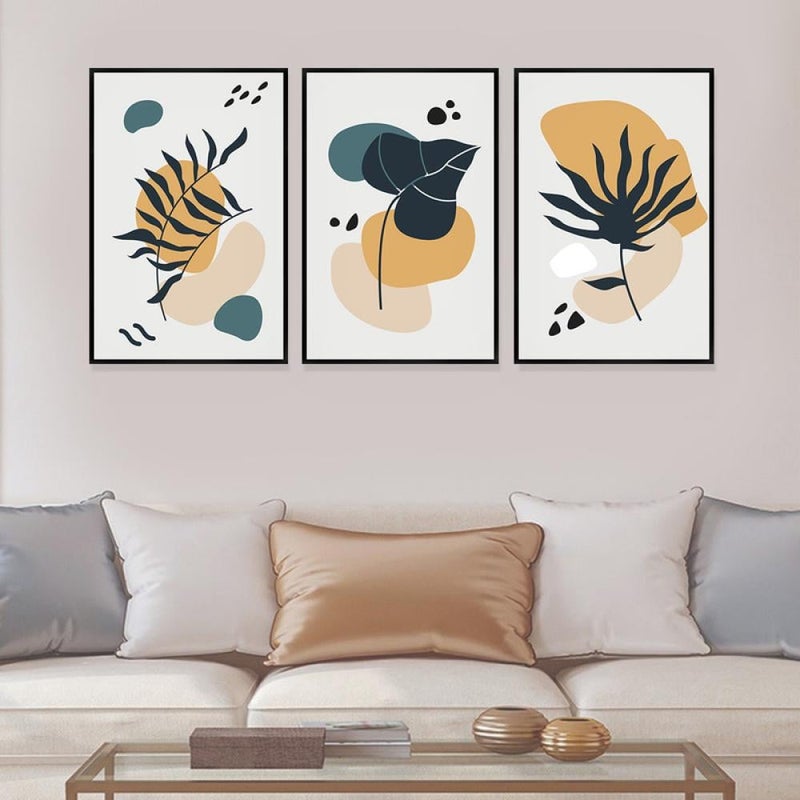 ماركتنا ثلاث لوحات قماشية بتصميم الفن البوهيمي مع برواز مجوف مقاس (120×60) ثلاث قطع - Image 2