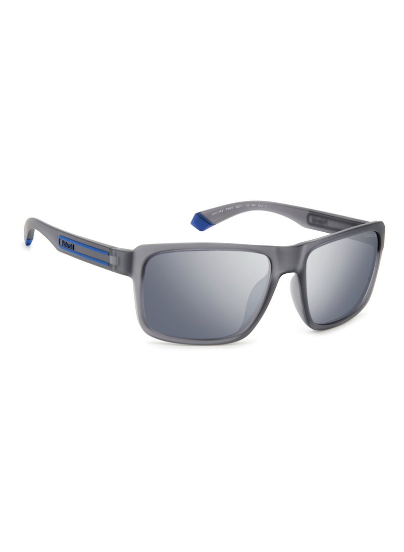 Polaroid Men's Polarized Rectangular Shape  Sunglasses PLD 2158/S GREY 42 - Lens Size: 42.4 Mm - Mtt Grey - Image 2