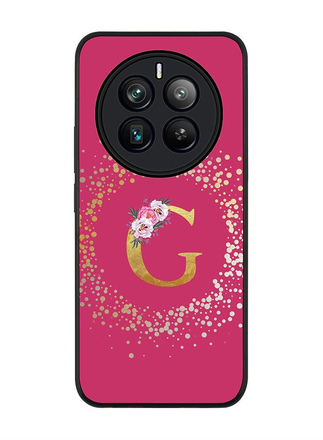 Stylizedd Rugged Black edge case for Realme 12 Pro / Realme 12 Pro Plus 5G, Custom Monogram Initial Letter Floral Pattern Alphabet-G (Deep Pink Rose)  - Image 1