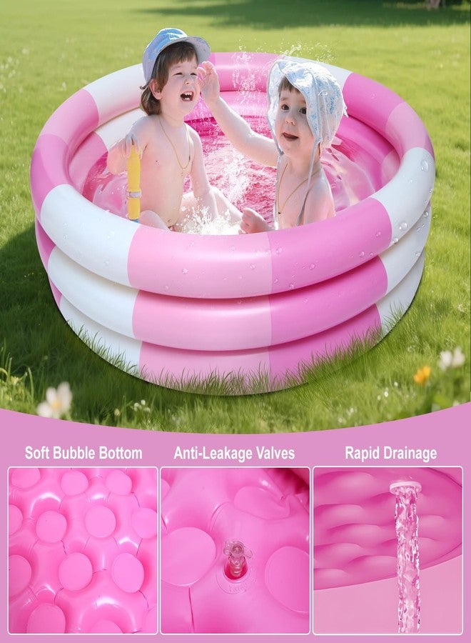 Auvitaya Inflatable Kiddie Pool, 3 Rings Round Blow up Swimming Pool for Baby Kids, Portable Toddler Stripe Water Splash Play Toys for Summer Backyard Party Birthday Gifts - Image 3
