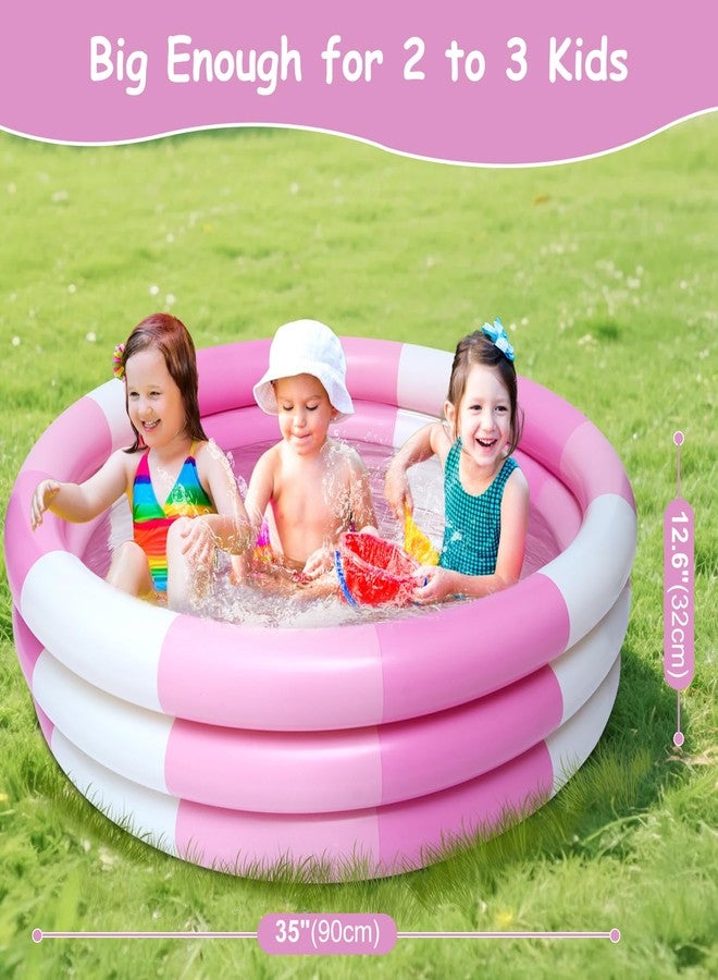 Auvitaya Inflatable Kiddie Pool, 3 Rings Round Blow up Swimming Pool for Baby Kids, Portable Toddler Stripe Water Splash Play Toys for Summer Backyard Party Birthday Gifts - Image 2