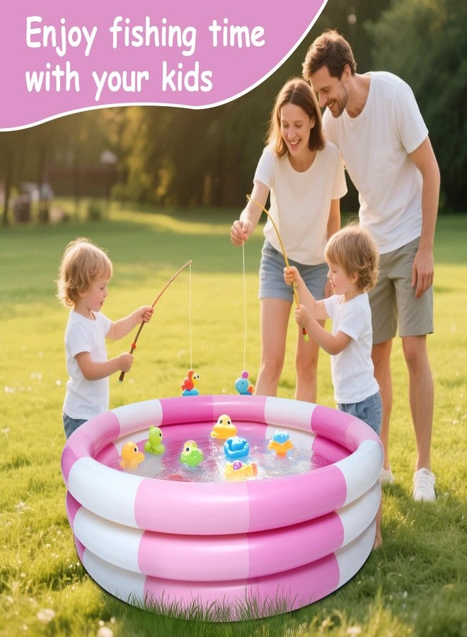 Auvitaya Inflatable Kiddie Pool, 3 Rings Round Blow up Swimming Pool for Baby Kids, Portable Toddler Stripe Water Splash Play Toys for Summer Backyard Party Birthday Gifts - Image 5