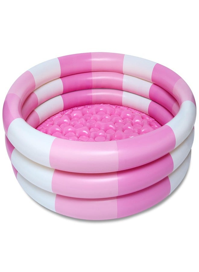 Auvitaya Inflatable Kiddie Pool, 3 Rings Round Blow up Swimming Pool for Baby Kids, Portable Toddler Stripe Water Splash Play Toys for Summer Backyard Party Birthday Gifts - Image 1