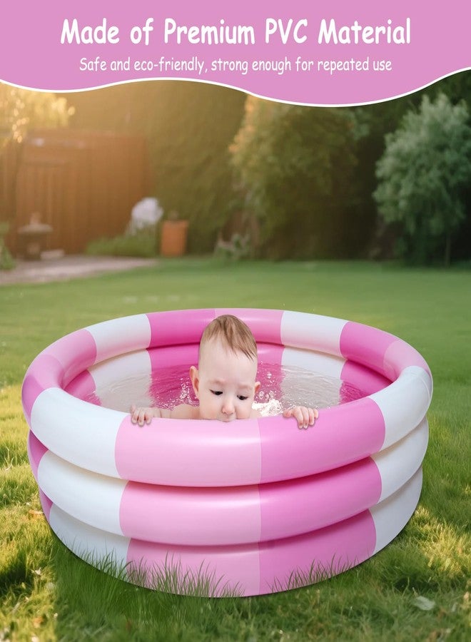Auvitaya Inflatable Kiddie Pool, 3 Rings Round Blow up Swimming Pool for Baby Kids, Portable Toddler Stripe Water Splash Play Toys for Summer Backyard Party Birthday Gifts - Image 4