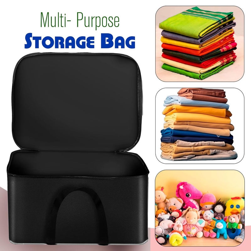 Storite 4 Pack Mini Moisture Proof Nylon Large Size Foldable Underbed Storage Bag For Clothes Blankets Cover 39 X 32 X 22 cm Black Rectangular - Image 4