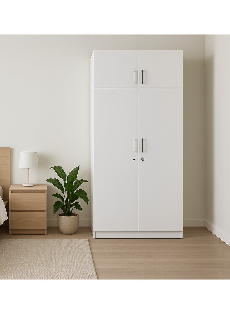 KARNAK Max 2 Doors + Top Cabinet MDF Wooden Wardrobe with Up-top Cabinet – 100+ Color Options – Modern Design - Image 1