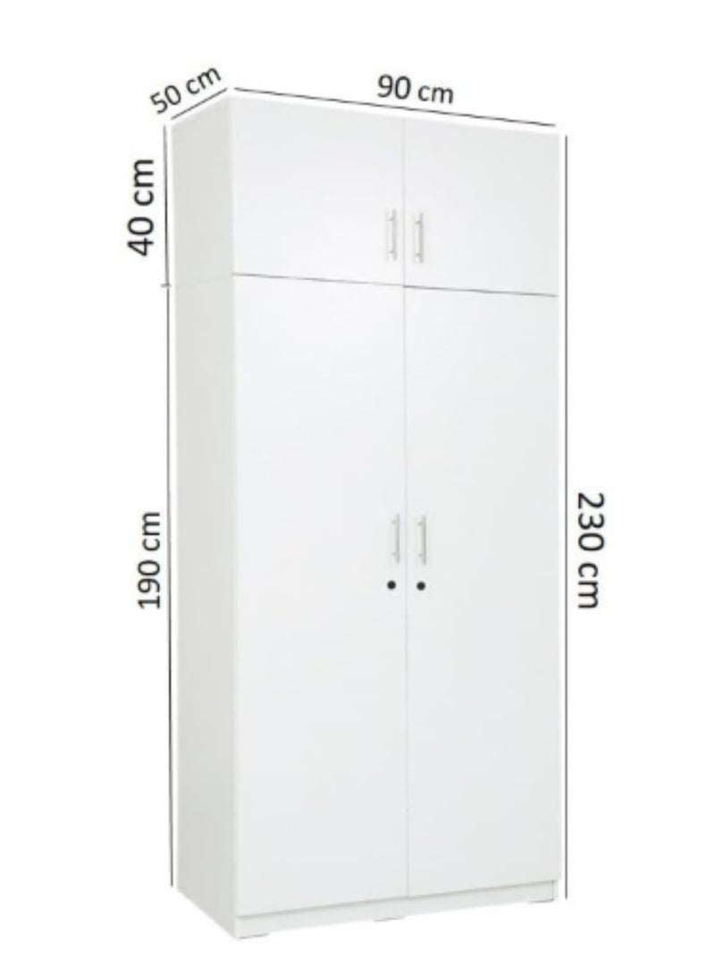 KARNAK Max 2 Doors + Top Cabinet MDF Wooden Wardrobe with Up-top Cabinet – 100+ Color Options – Modern Design - Image 3