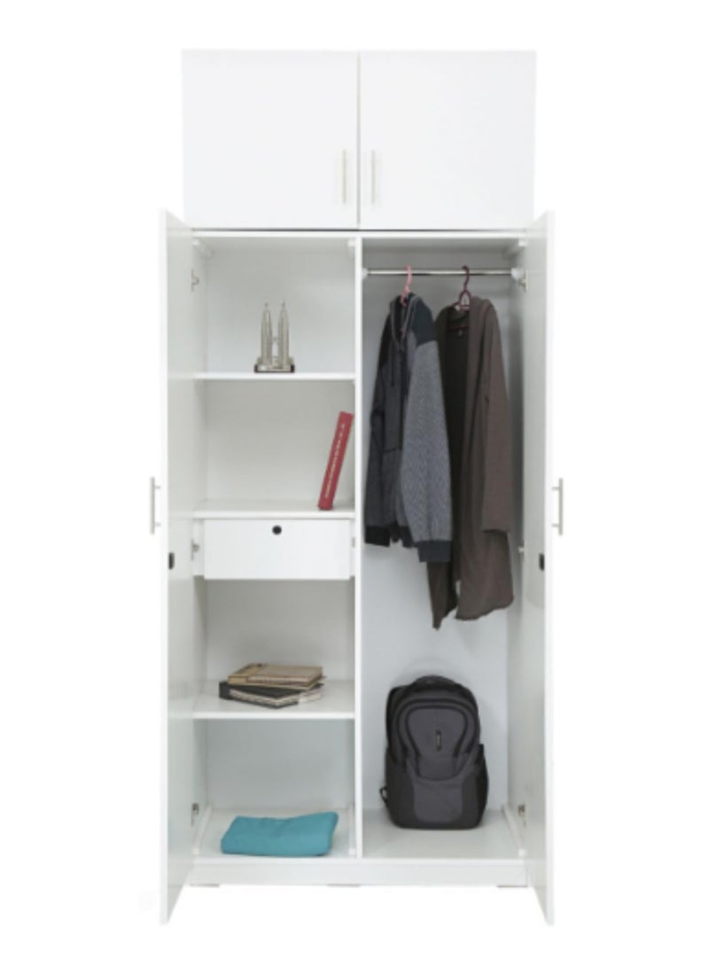 KARNAK Max 2 Doors + Top Cabinet MDF Wooden Wardrobe with Up-top Cabinet – 100+ Color Options – Modern Design - Image 4