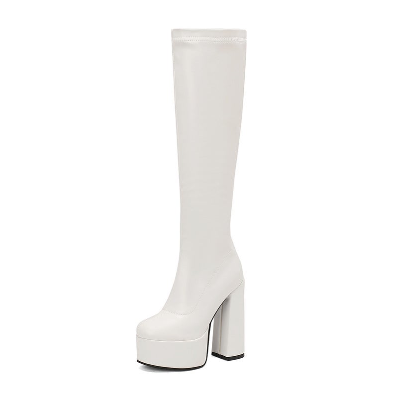 Water Platform Thick Heel High Heel Boots High Heel Knight Boots Thin Boots But Knee Long Boots 40-46 Plus Size - Image 1