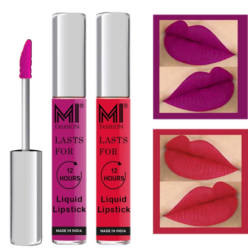 MI FASHION Matte Long Lasting Liquid Lipstick Wine Pink 35ml Kiss Proof Transfer Resistant Formula For Unstoppable Glam Pack Of 2 - Image 1