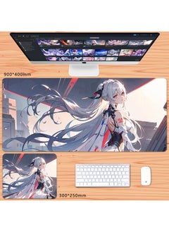 Generic No Overlock Honkai Impact 3 Mouse Pad Extra Large Animation Kiana Dem Lisa Alicia Two-Dimensional Notebook-Color:100x50cm Thickness 3mm-Pattern:Big Boniya  - Image 1