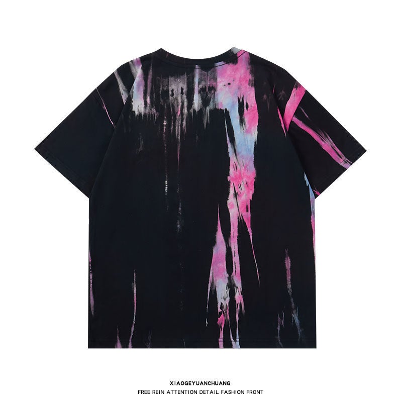 Color Tie-Dye Short-Sleeved T-Shirt Men'S Trendy Brand Men'S And Women'S Loose Design Sense Street Fashion Hip-Hop T-Shirt - Image 5