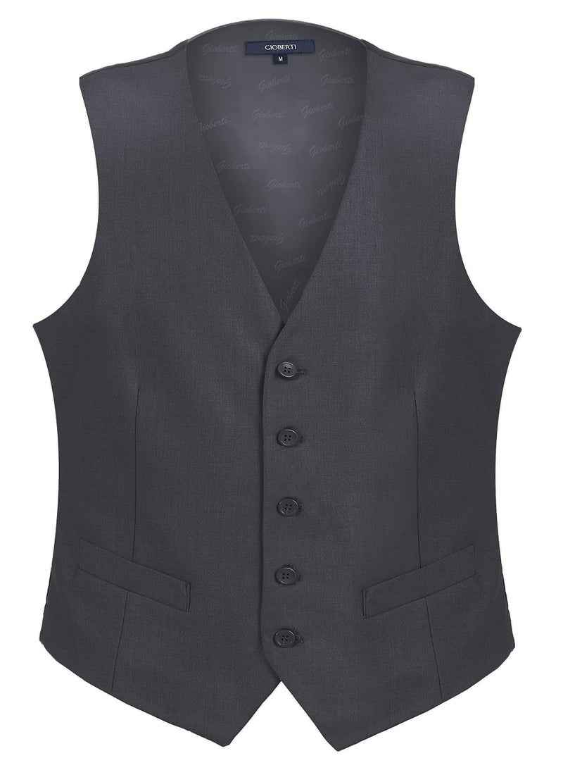 Gioberti Men's Formal Suit Vest Fit for Business or Casual Dress, Charcoal, Large - Image 1