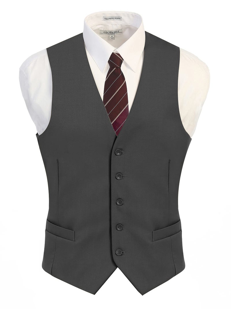 Gioberti Men's Formal Suit Vest Fit for Business or Casual Dress, Charcoal, Large - Image 2