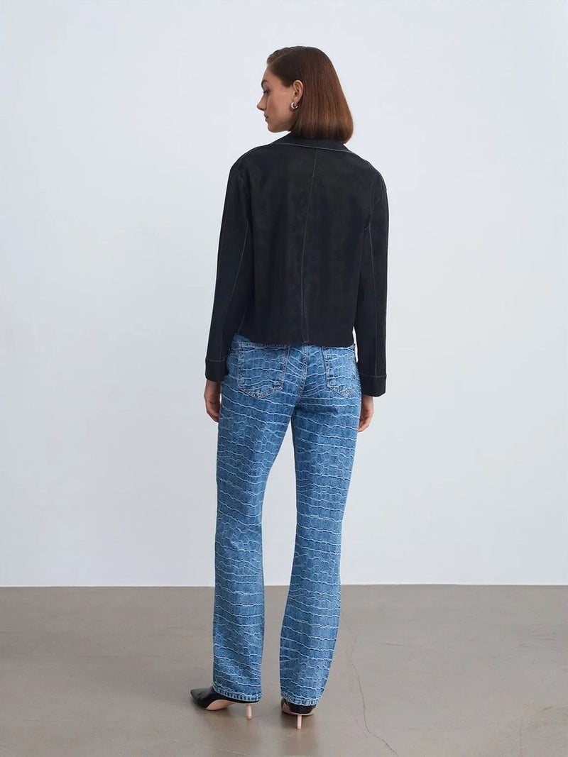 DILVIN High-Waist Straight Leg Textured Jeans - Image 2