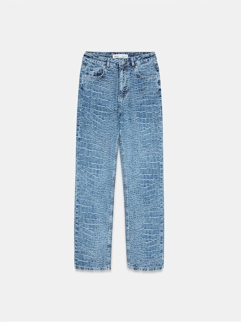 DILVIN High-Waist Straight Leg Textured Jeans - Image 5